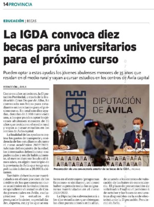 La IGDA convoca diez becas para universitarios para el próximo curso