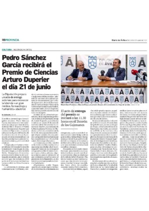 Pedro Sánchez García recibirá el Premio de Ciencias Arturo Duperier el día 21 de junio