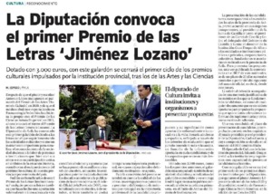 La Diputación convoca el primer Premio de las Letras 