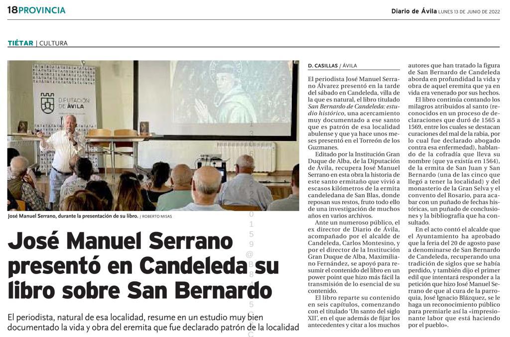 José Manuel Serrano presentó en Candeleda su libro sobre San Bernardo