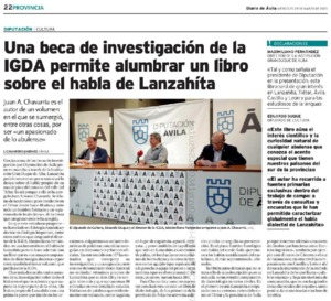 Una beca de investigación de la IGDA permite alumbrar un libro sobre el habla de Lanzahíta