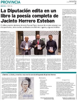 La Diputación edita en un libro la poesía completa de Jacinto Herrero Esteban